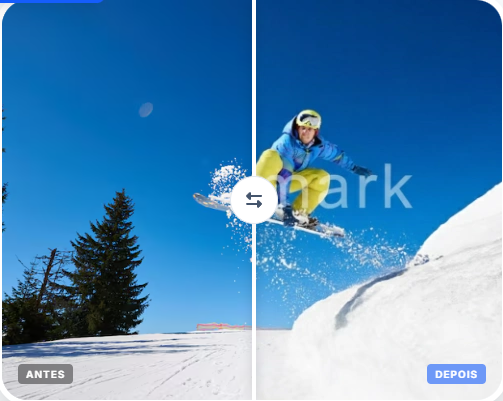 Side-by-side comparison showing AI watermark removal quality: original photo with text overlay vs. clean 4K result with perfect pixel reconstruction, demonstrating no blur or quality loss.